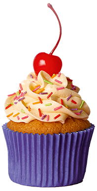 Cupcake with a lot of icing and a cherry on top